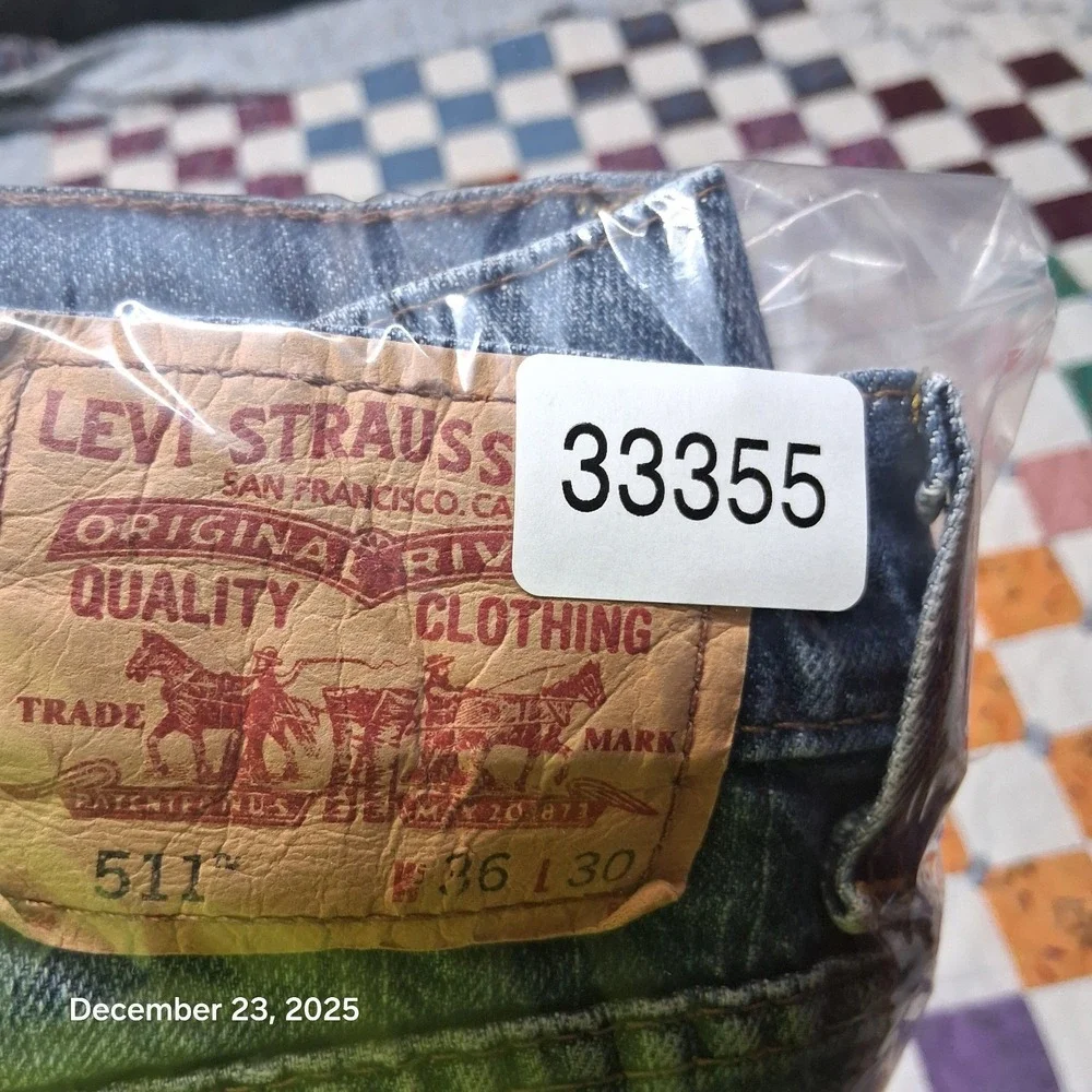 Levi's 511 Blue Jeans Men 36x30 Slim Fit Skinny Leg Denim Pants‎ Stone Wash